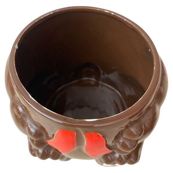 Vintage Japan Ceramic Teddy Bear Cookie Jar Red Ribbon Brown - Picture 10 of 11